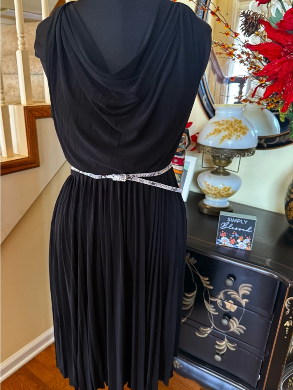 Jones New York Classic Black Draped Pleated Women's Dress - Picture 12 of 13